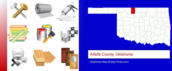 representative building materials; Alfalfa County, Oklahoma highlighted in red on a map
