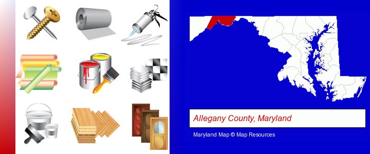 representative building materials; Allegany County, Maryland highlighted in red on a map