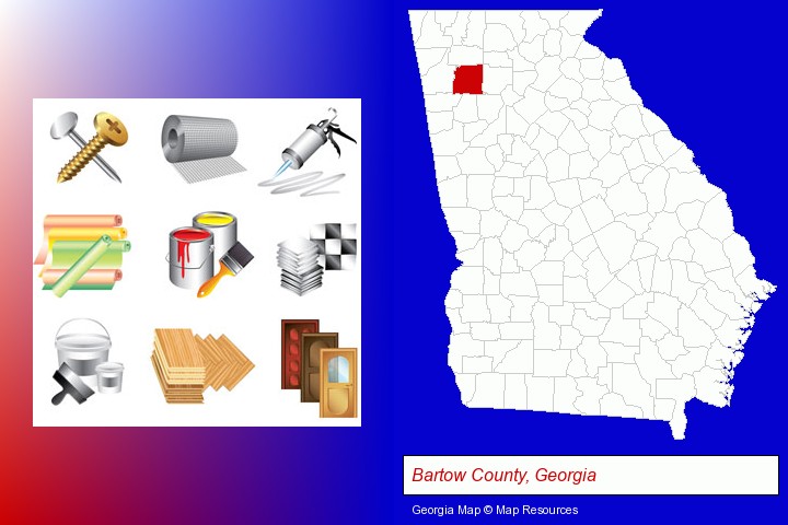 representative building materials; Bartow County, Georgia highlighted in red on a map