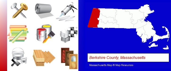 representative building materials; Berkshire County, Massachusetts highlighted in red on a map
