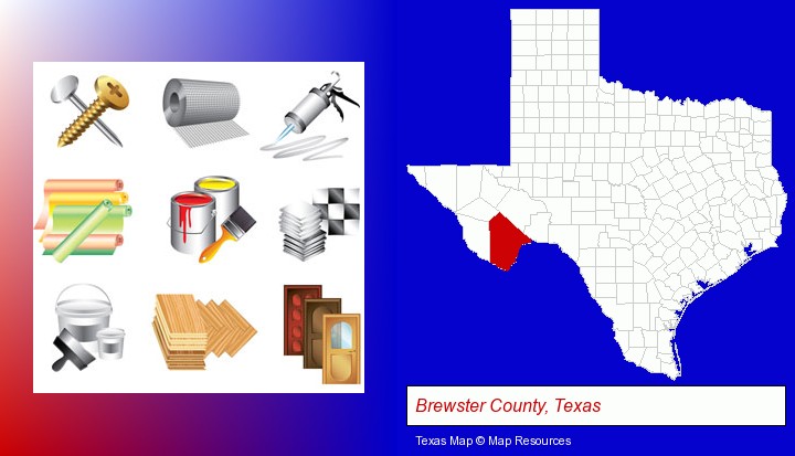 representative building materials; Brewster County, Texas highlighted in red on a map