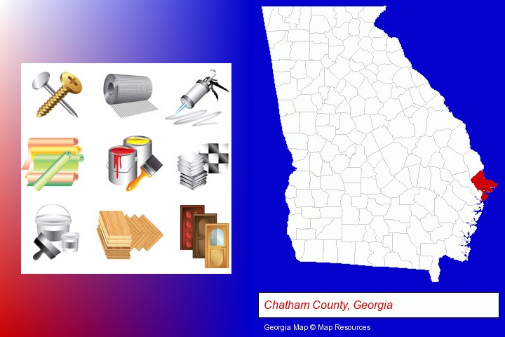 representative building materials; Chatham County, Georgia highlighted in red on a map