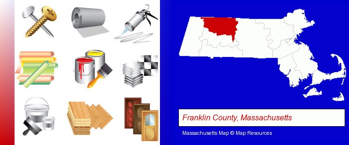 representative building materials; Franklin County, Massachusetts highlighted in red on a map