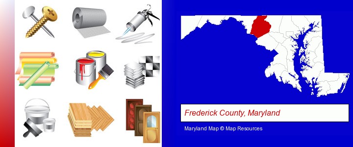 representative building materials; Frederick County, Maryland highlighted in red on a map