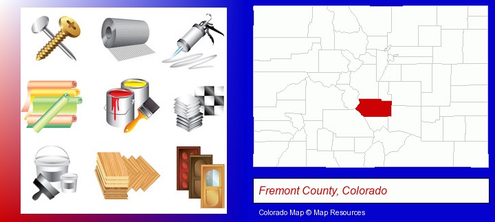 representative building materials; Fremont County, Colorado highlighted in red on a map