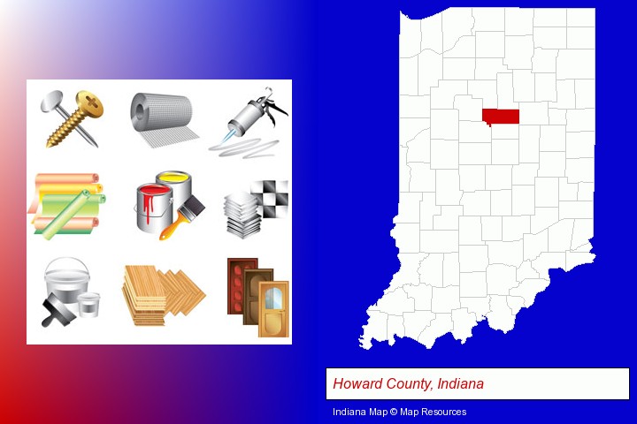 representative building materials; Howard County, Indiana highlighted in red on a map