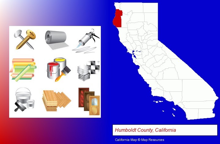 representative building materials; Humboldt County, California highlighted in red on a map