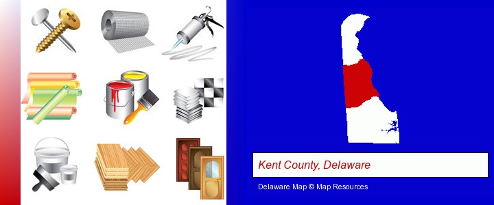 representative building materials; Kent County, Delaware highlighted in red on a map