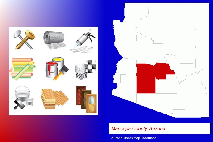representative building materials; Maricopa County, Arizona highlighted in red on a map