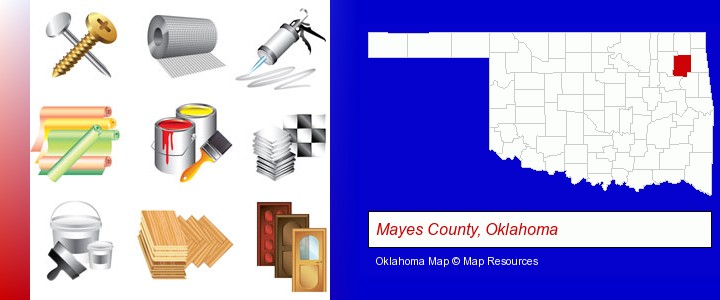 representative building materials; Mayes County, Oklahoma highlighted in red on a map