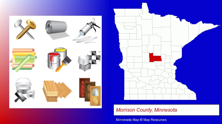 representative building materials; Morrison County, Minnesota highlighted in red on a map