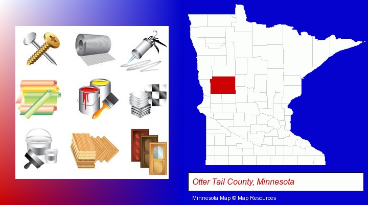 representative building materials; Otter Tail County, Minnesota highlighted in red on a map