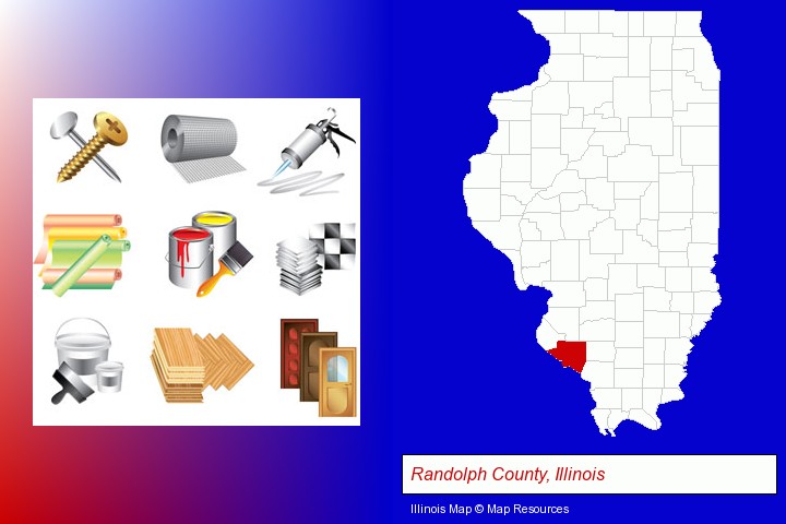 representative building materials; Randolph County, Illinois highlighted in red on a map