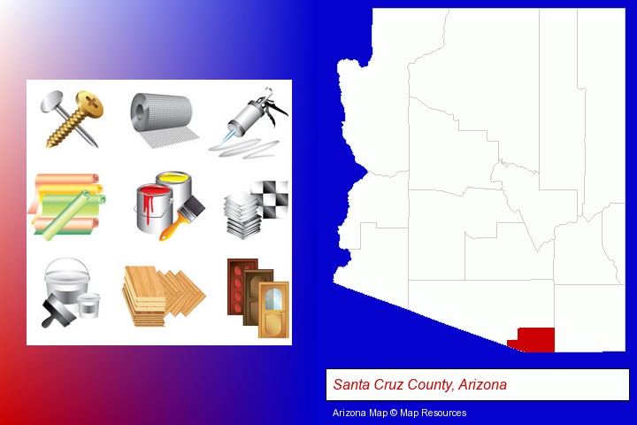representative building materials; Santa Cruz County, Arizona highlighted in red on a map