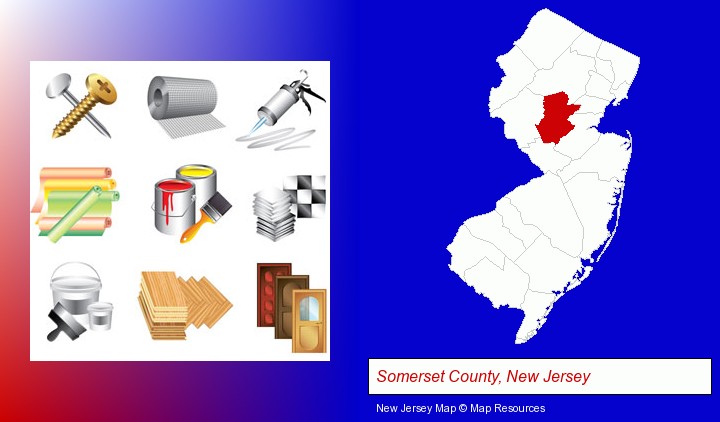 representative building materials; Somerset County, New Jersey highlighted in red on a map