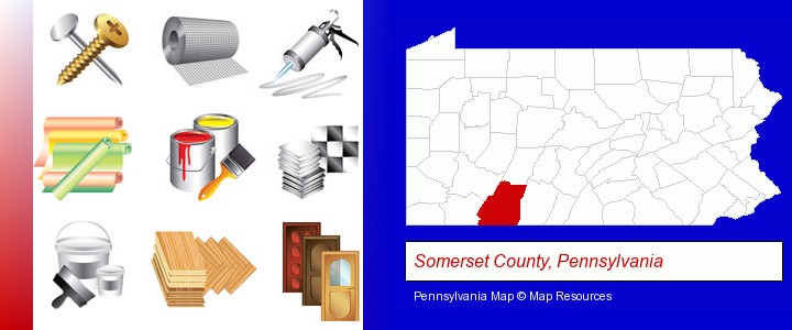 representative building materials; Somerset County, Pennsylvania highlighted in red on a map