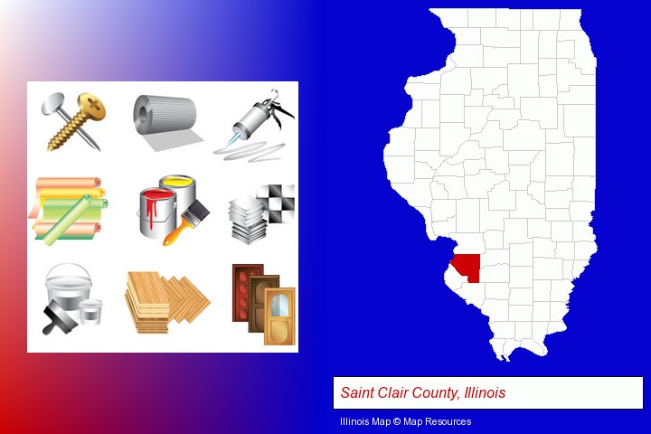 representative building materials; Saint Clair County, Illinois highlighted in red on a map