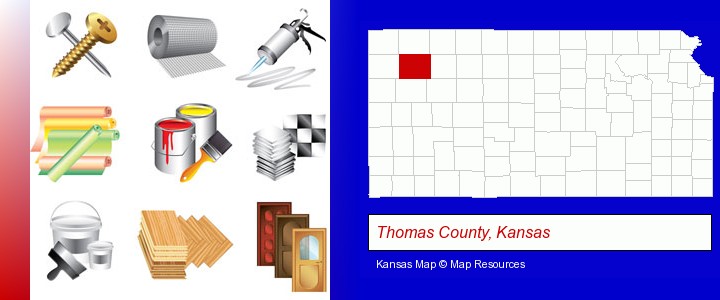 representative building materials; Thomas County, Kansas highlighted in red on a map