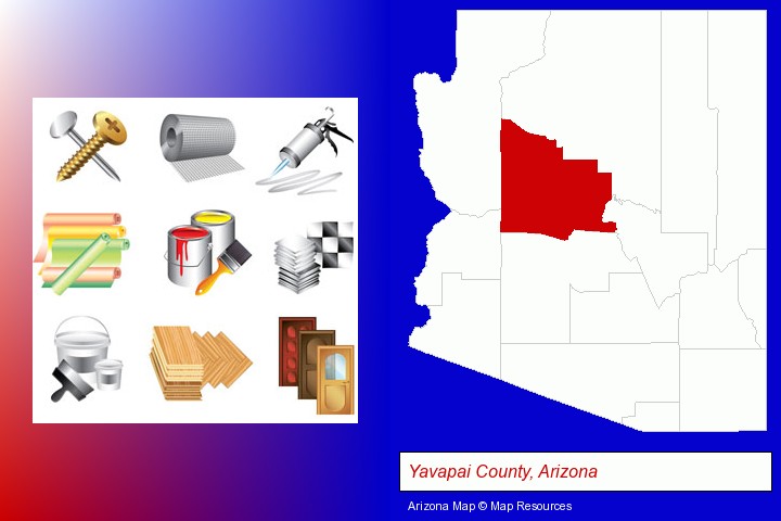 representative building materials; Yavapai County, Arizona highlighted in red on a map