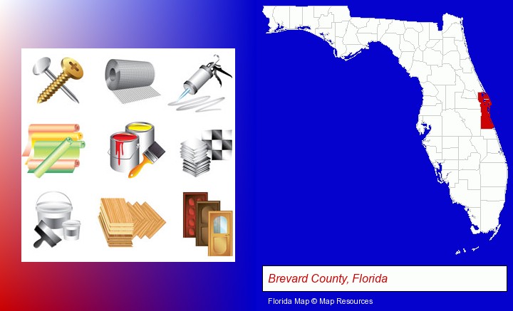 representative building materials; Brevard County, Florida highlighted in red on a map