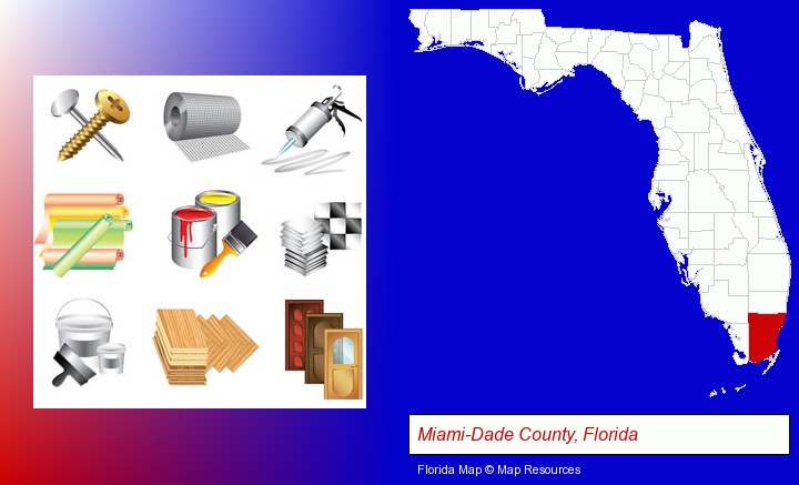 representative building materials; Miami-Dade County, Florida highlighted in red on a map