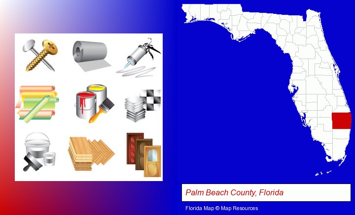 representative building materials; Palm Beach County, Florida highlighted in red on a map
